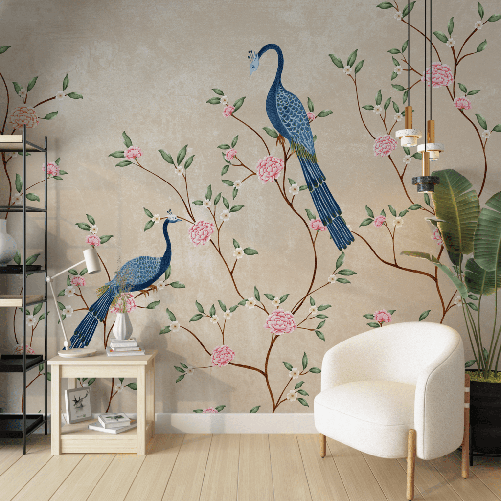 Peacock Chinoiserie Wallpaper
